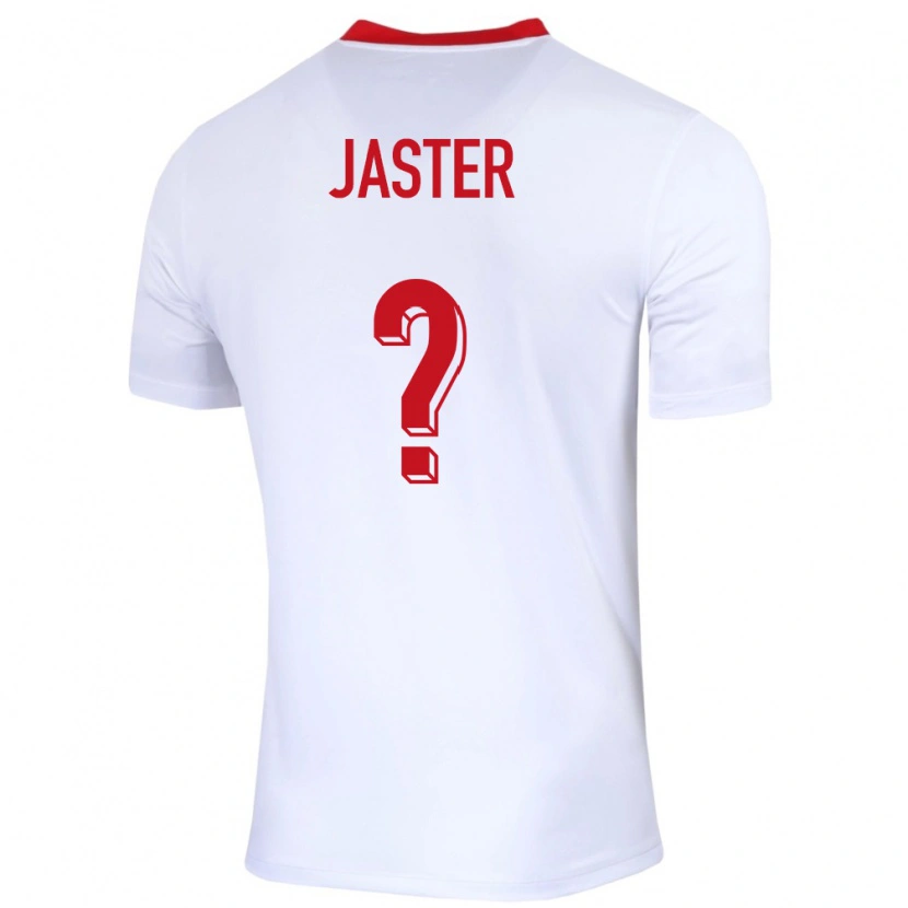 Danxen Bambino Maglia Polonia Adrian Jaster #0 Bianco Kit Gara Home 24-26 Maglietta
