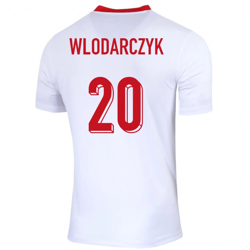 Danxen Bambino Maglia Polonia Szymon Wlodarczyk #20 Bianco Kit Gara Home 24-26 Maglietta