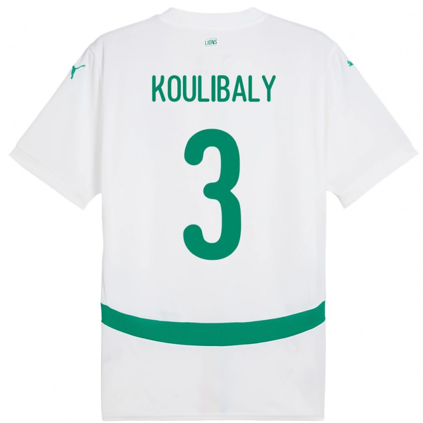 Danxen Bambino Maglia Senegal Kalidou Koulibaly #3 Bianco Kit Gara Home 24-26 Maglietta