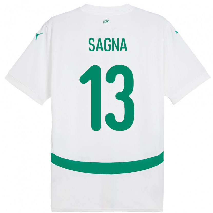 Danxen Bambino Maglia Senegal Jeannette Sagna #13 Bianco Kit Gara Home 24-26 Maglietta