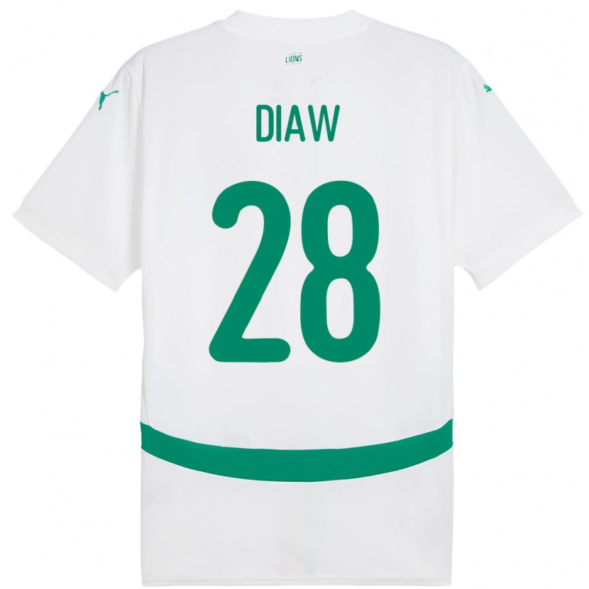Danxen Bambino Maglia Senegal Mory Diaw #28 Bianco Kit Gara Home 24-26 Maglietta