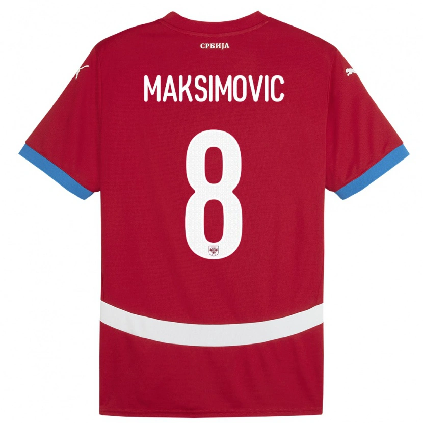 Danxen Bambino Maglia Serbia Andrija Maksimovic #8 Rosso Kit Gara Home 24-26 Maglietta