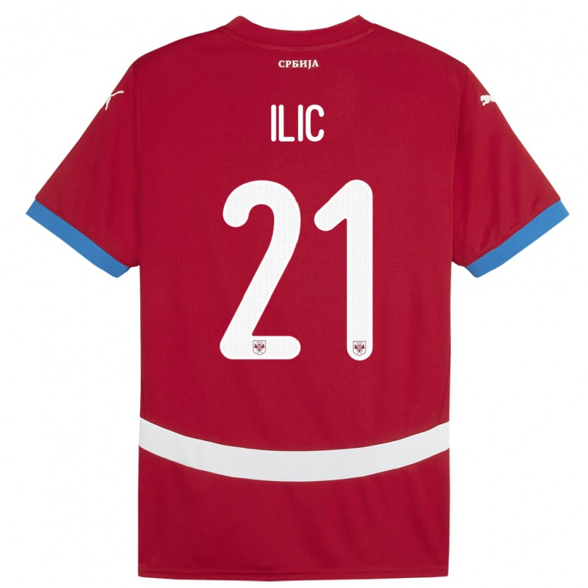 Danxen Bambino Maglia Serbia Veljko Ilic #21 Rosso Kit Gara Home 24-26 Maglietta