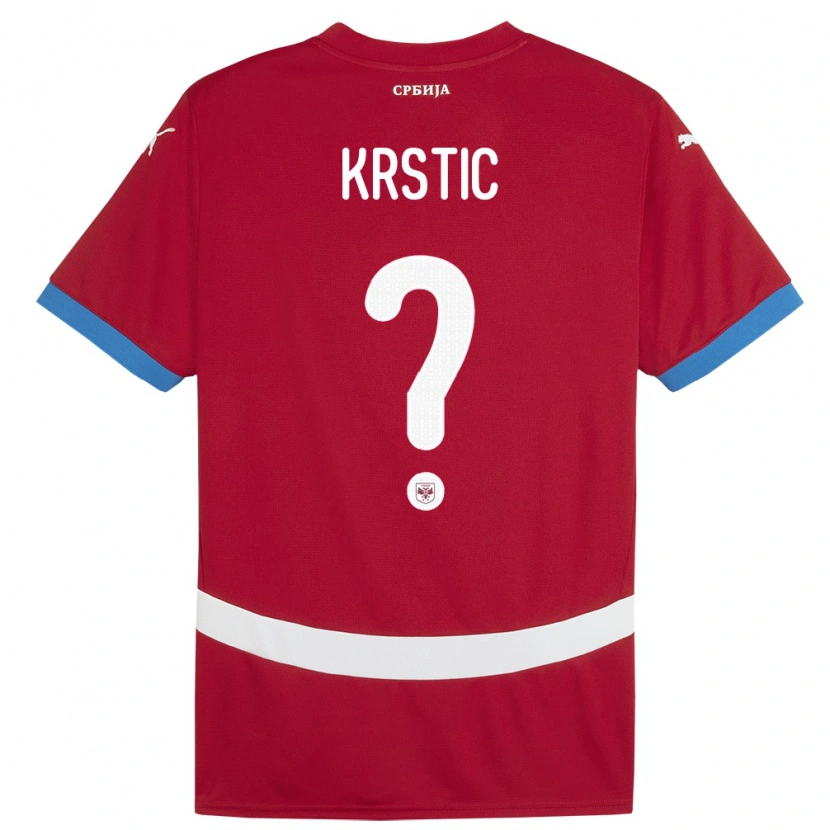 Danxen Bambino Maglia Serbia Nikola Krstic #0 Rosso Kit Gara Home 24-26 Maglietta