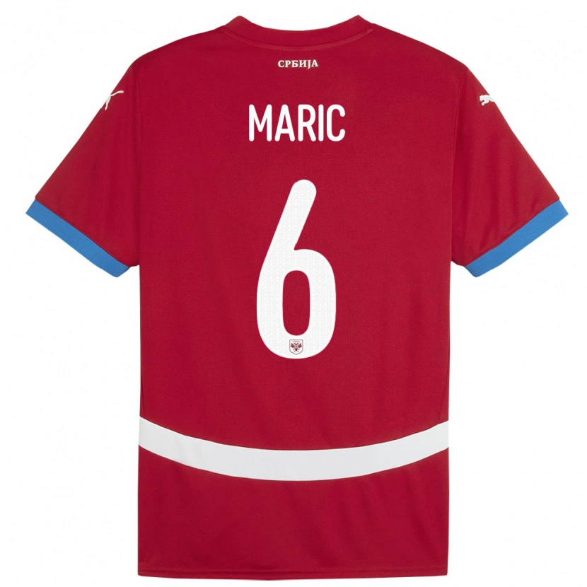 Danxen Bambino Maglia Serbia Andrew Maric #6 Rosso Kit Gara Home 24-26 Maglietta