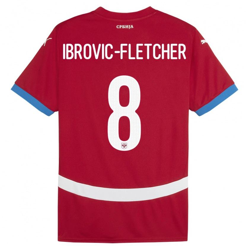 Danxen Bambino Maglia Serbia Edward Ibrovic-Fletcher #8 Rosso Kit Gara Home 24-26 Maglietta