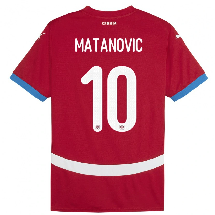 Danxen Bambino Maglia Serbia Ognjen Matanovic #10 Rosso Kit Gara Home 24-26 Maglietta