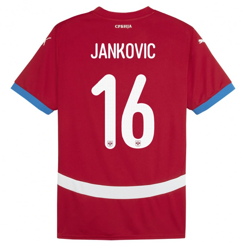 Danxen Bambino Maglia Serbia Dimitrije Jankovic #16 Rosso Kit Gara Home 24-26 Maglietta