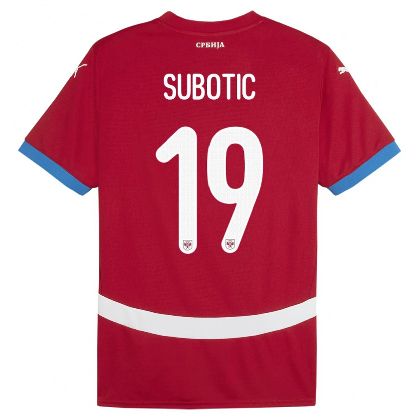 Danxen Bambino Maglia Serbia Vasilije Subotic #19 Rosso Kit Gara Home 24-26 Maglietta