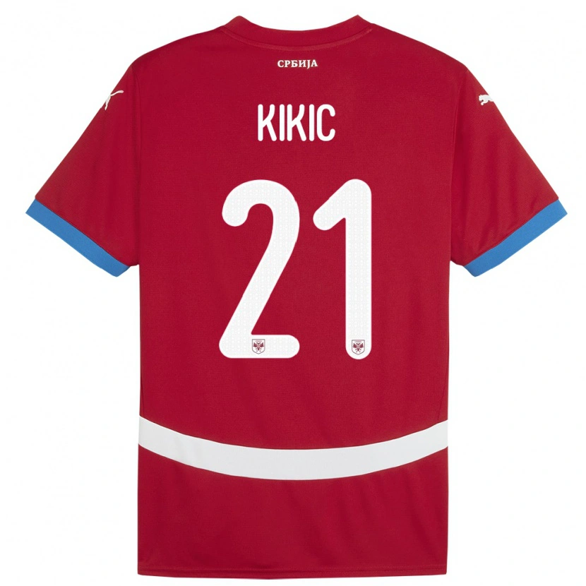 Danxen Bambino Maglia Serbia Uros Kikic #21 Rosso Kit Gara Home 24-26 Maglietta