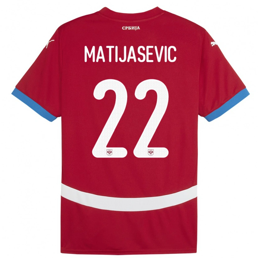 Danxen Bambino Maglia Serbia Filip Matijasevic #22 Rosso Kit Gara Home 24-26 Maglietta