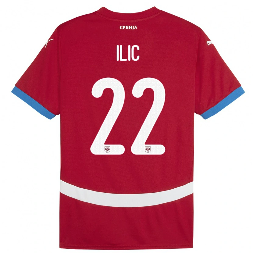 Danxen Bambino Maglia Serbia Pavle Ilic #22 Rosso Kit Gara Home 24-26 Maglietta