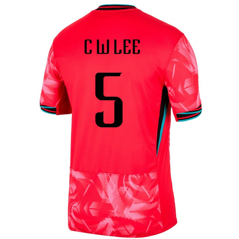 Danxen Bambino Maglia Corea Del Sud Lee Chan Wook #5 Rosso Kit Gara Home 24-26 Maglietta