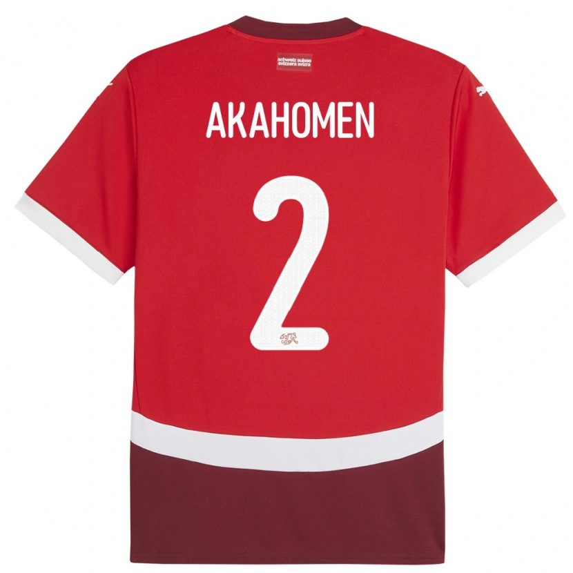 Danxen Bambino Maglia Svizzera Marvin Akahomen #2 Rosso Kit Gara Home 24-26 Maglietta