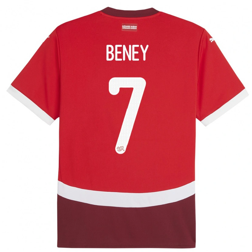 Danxen Bambino Maglia Svizzera Roméo Beney #7 Rosso Kit Gara Home 24-26 Maglietta