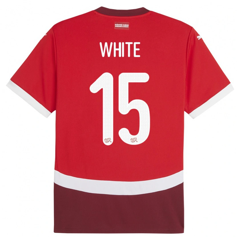 Danxen Bambino Maglia Svizzera Leon White #15 Rosso Kit Gara Home 24-26 Maglietta
