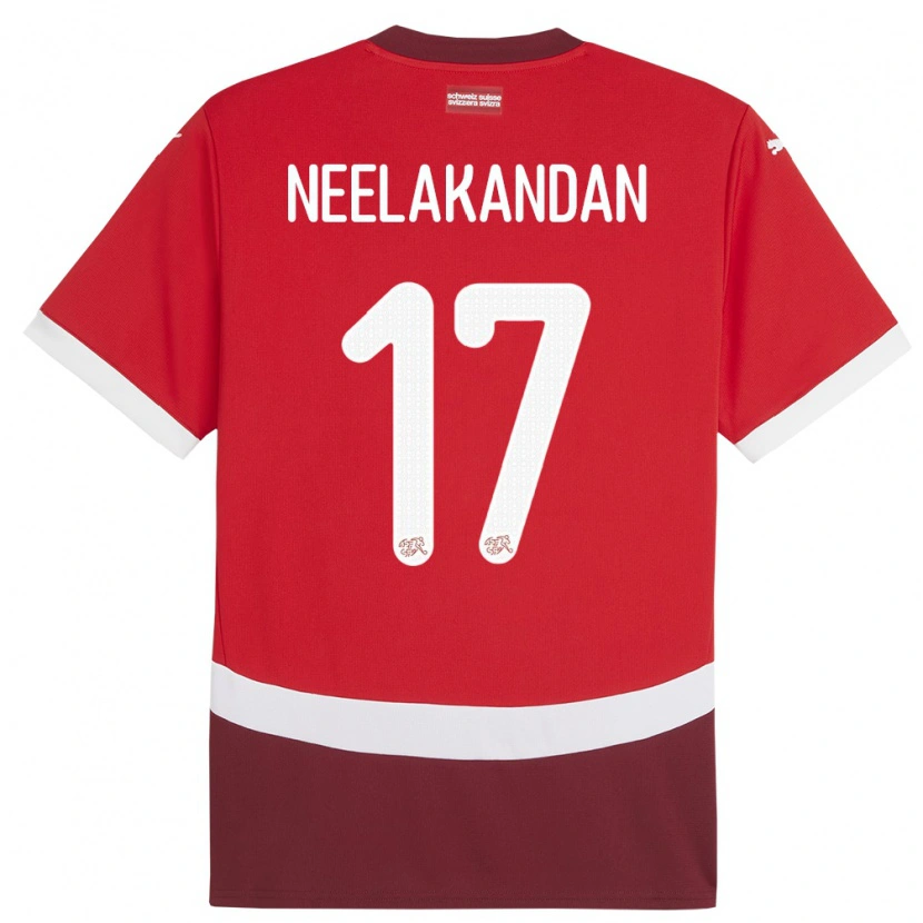 Danxen Bambino Maglia Svizzera Ranjan Neelakandan #17 Rosso Kit Gara Home 24-26 Maglietta