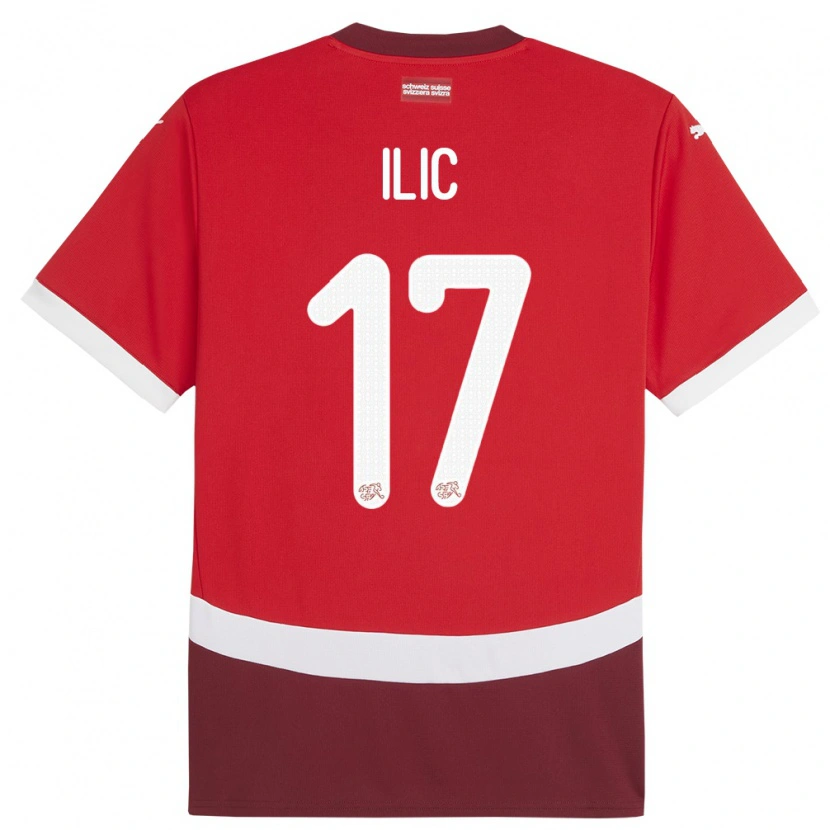 Danxen Bambino Maglia Svizzera Adam Ilic #17 Rosso Kit Gara Home 24-26 Maglietta