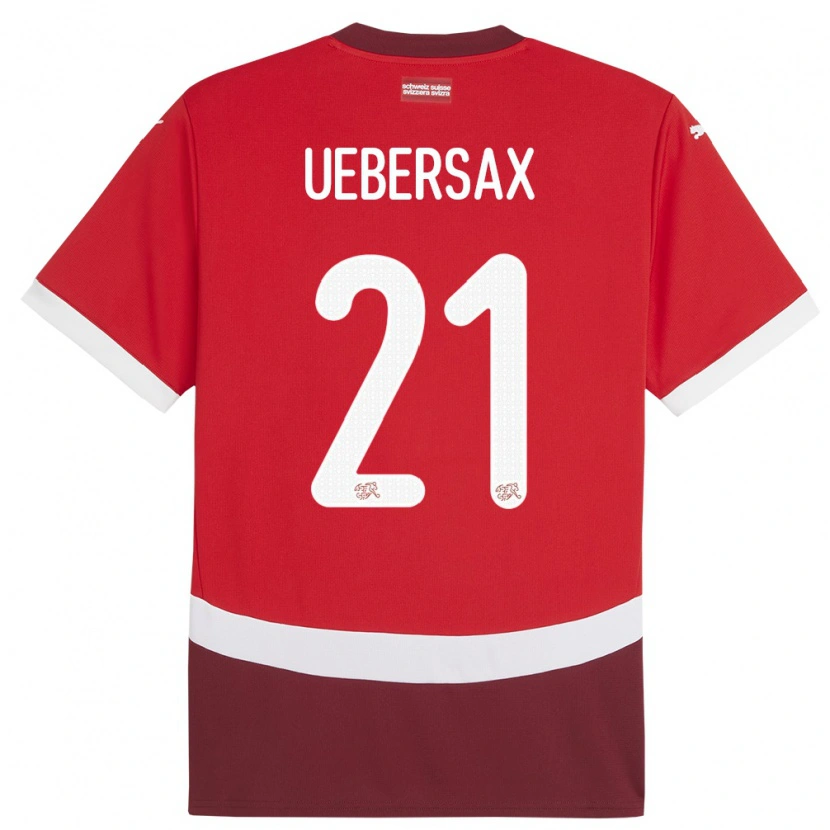 Danxen Bambino Maglia Svizzera Jan Uebersax #21 Rosso Kit Gara Home 24-26 Maglietta