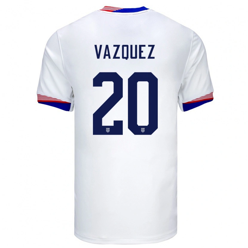 Danxen Bambino Maglia Stati Uniti Brandon Vazquez #20 Bianco Kit Gara Home 24-26 Maglietta