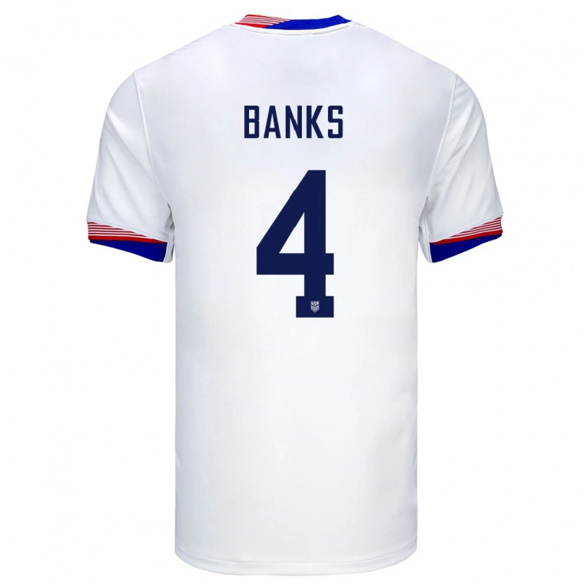 Danxen Bambino Maglia Stati Uniti Noahkai Banks #4 Bianco Kit Gara Home 24-26 Maglietta
