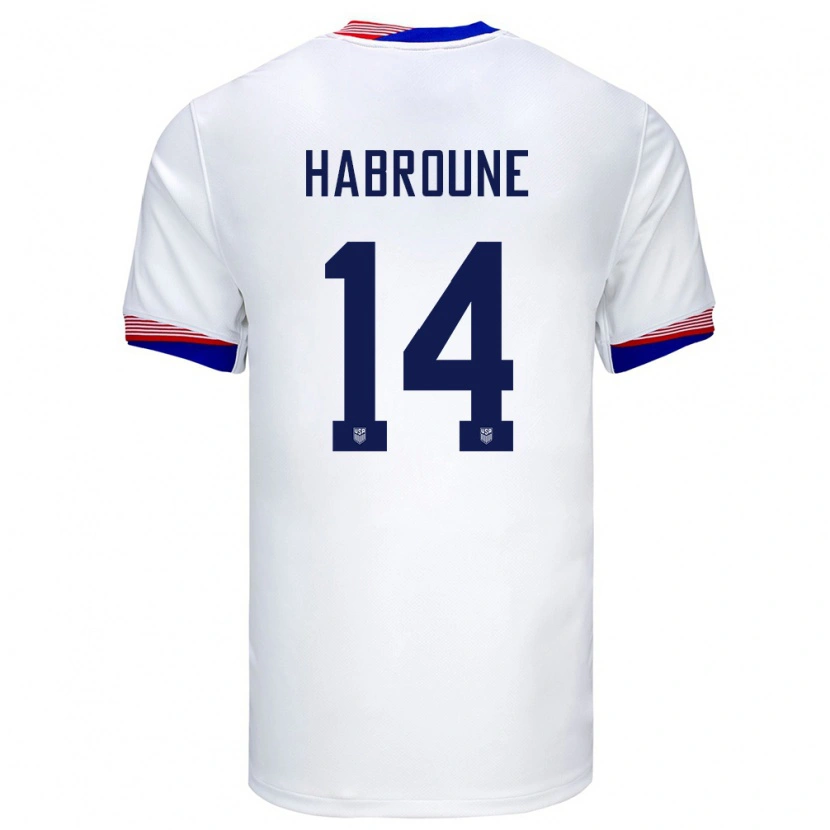 Danxen Bambino Maglia Stati Uniti Taha Habroune #14 Bianco Kit Gara Home 24-26 Maglietta