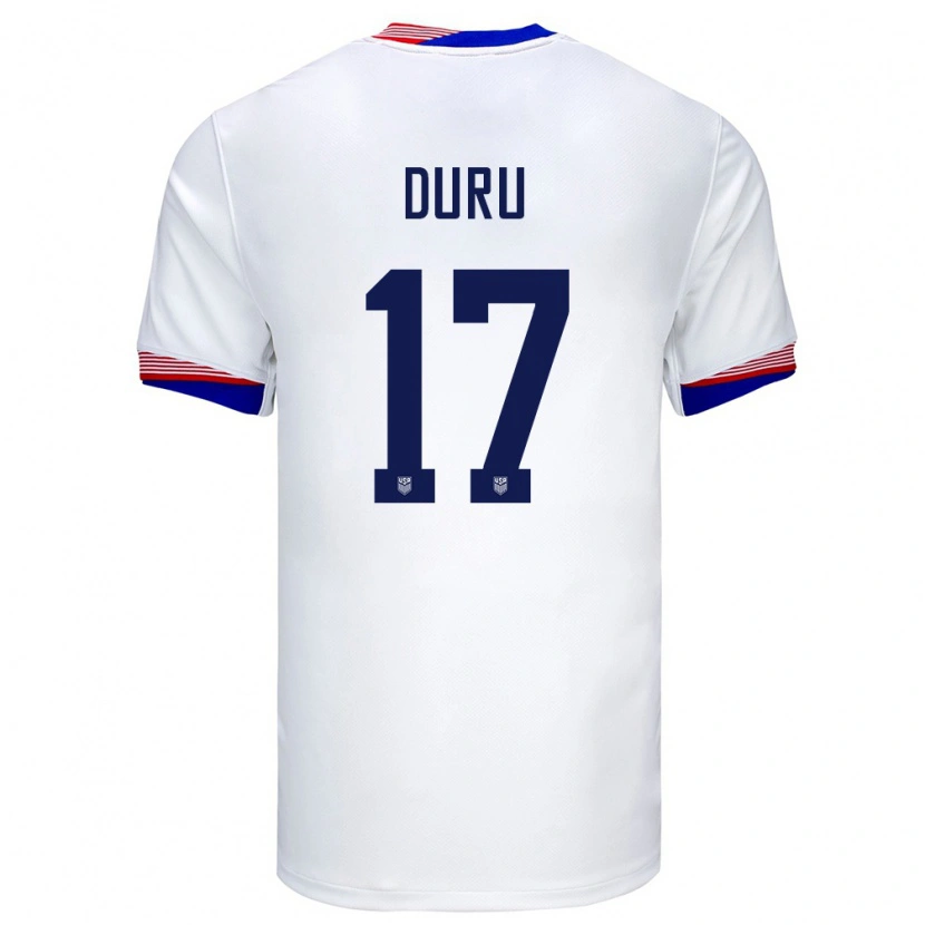 Danxen Bambino Maglia Stati Uniti Leo Duru #17 Bianco Kit Gara Home 24-26 Maglietta