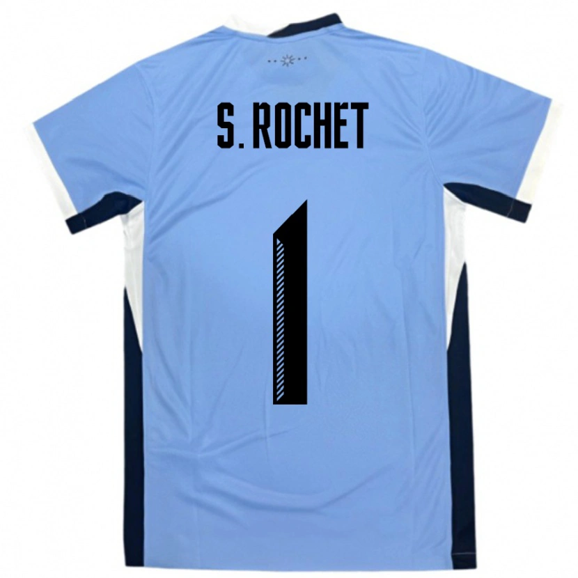 Danxen Bambino Maglia Uruguay Sergio Rochet #1 Bianco Nero Kit Gara Home 24-26 Maglietta