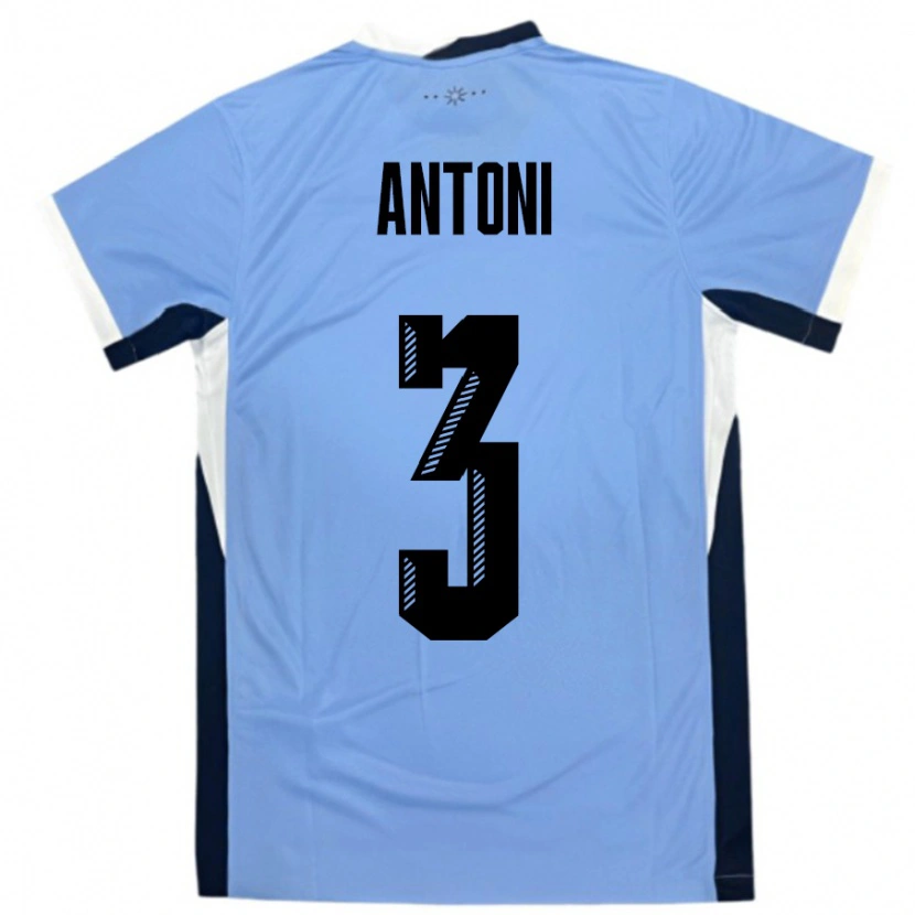 Danxen Bambino Maglia Uruguay Mateo Antoni #3 Bianco Nero Kit Gara Home 24-26 Maglietta