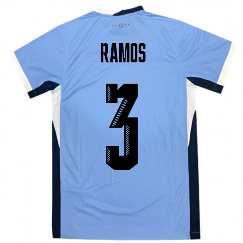 Danxen Bambino Maglia Uruguay Nicolás Ramos #3 Bianco Nero Kit Gara Home 24-26 Maglietta