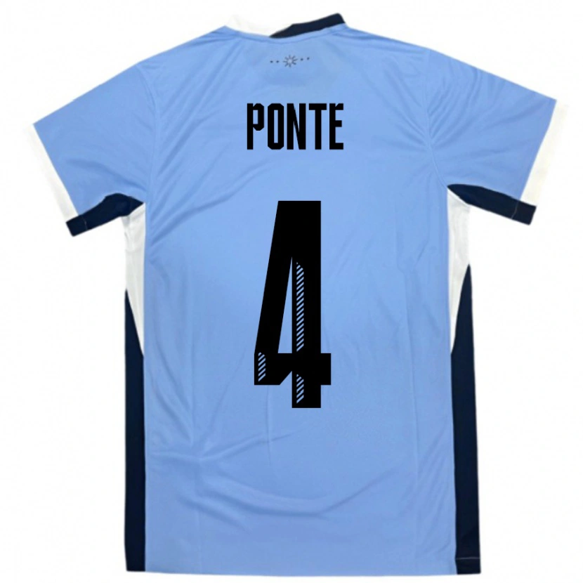 Danxen Bambino Maglia Uruguay Mateo Ponte #4 Bianco Nero Kit Gara Home 24-26 Maglietta