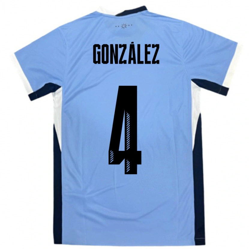 Danxen Bambino Maglia Uruguay Facundo González #4 Bianco Nero Kit Gara Home 24-26 Maglietta