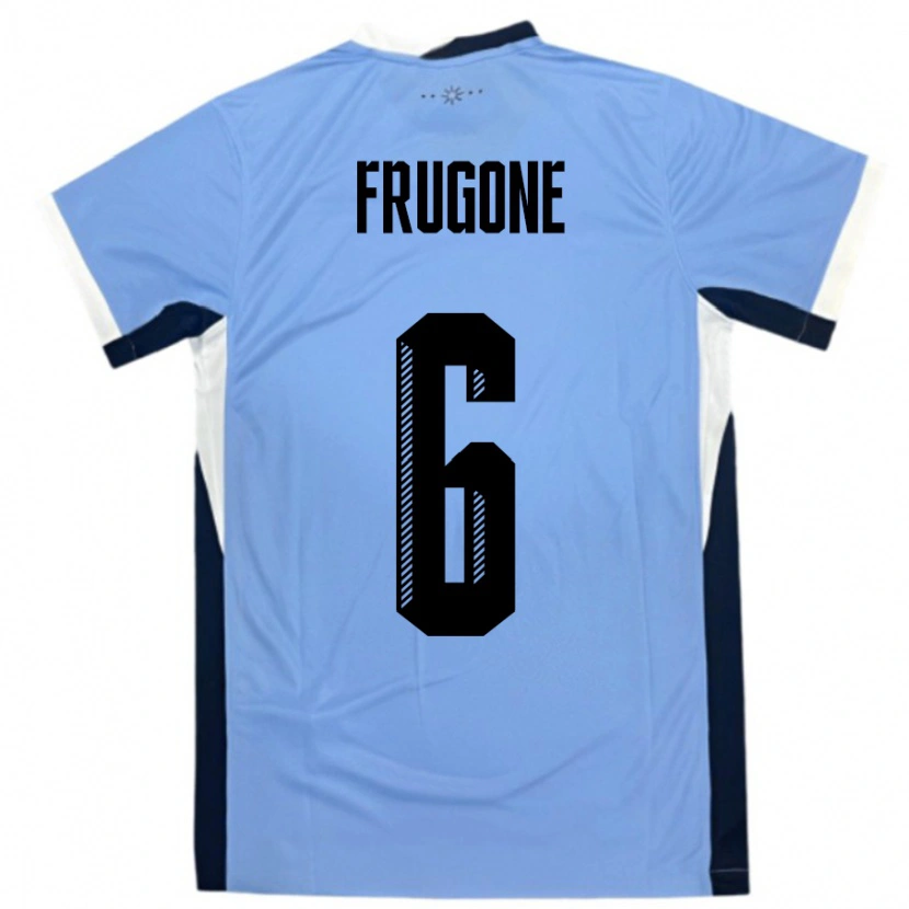 Danxen Bambino Maglia Uruguay Axel Frugone #6 Bianco Nero Kit Gara Home 24-26 Maglietta