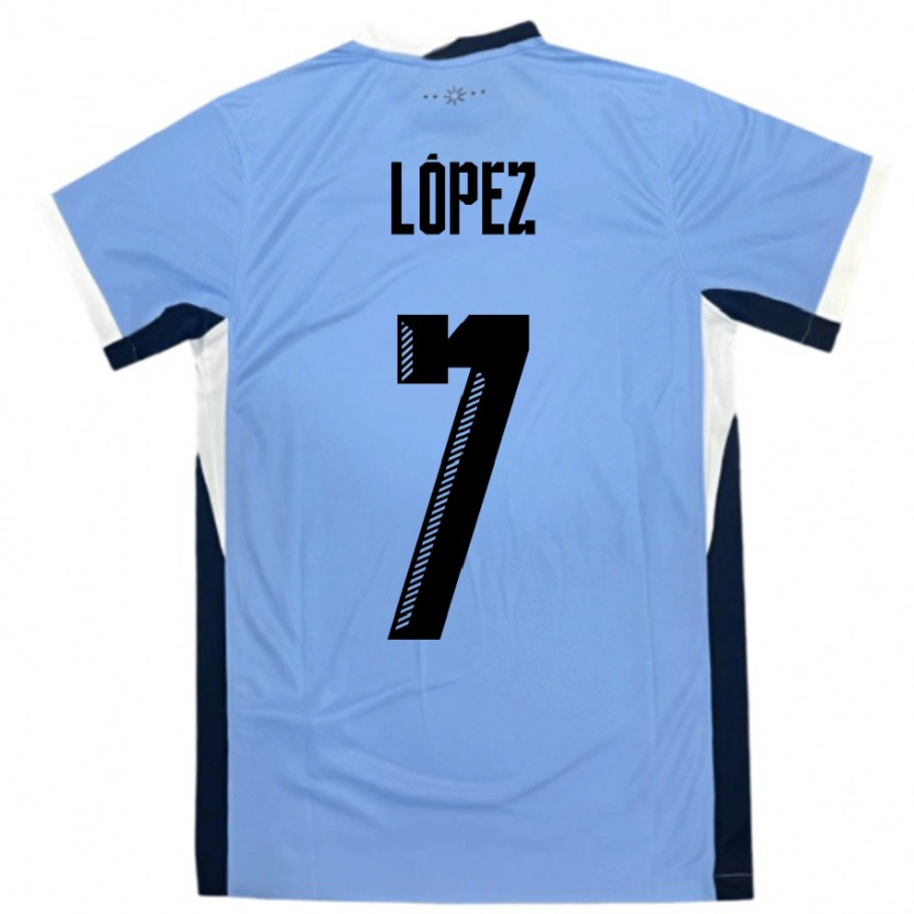 Danxen Bambino Maglia Uruguay Nahuel López #7 Bianco Nero Kit Gara Home 24-26 Maglietta