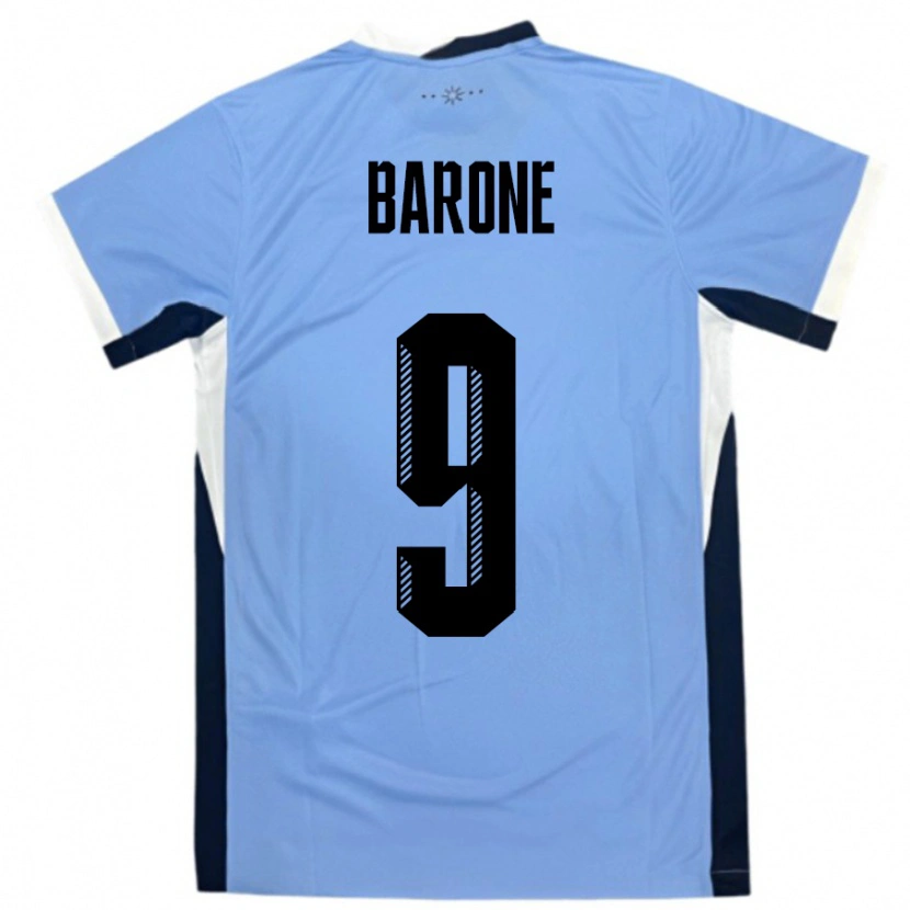 Danxen Bambino Maglia Uruguay Faustino Barone #9 Bianco Nero Kit Gara Home 24-26 Maglietta
