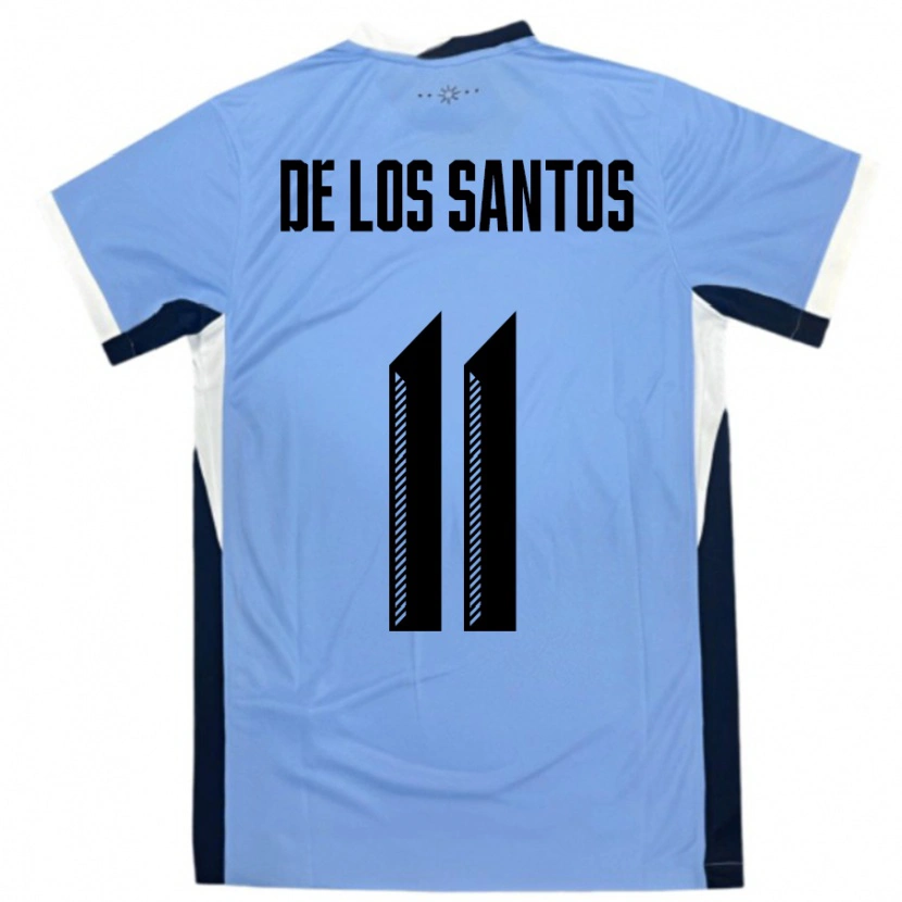 Danxen Bambino Maglia Uruguay Juan Cruz De Los Santos #11 Bianco Nero Kit Gara Home 24-26 Maglietta