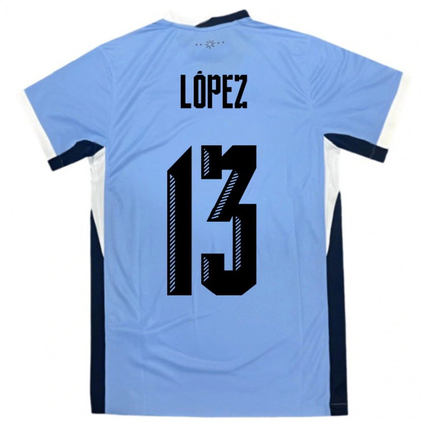 Danxen Bambino Maglia Uruguay Nahuel López #13 Bianco Nero Kit Gara Home 24-26 Maglietta
