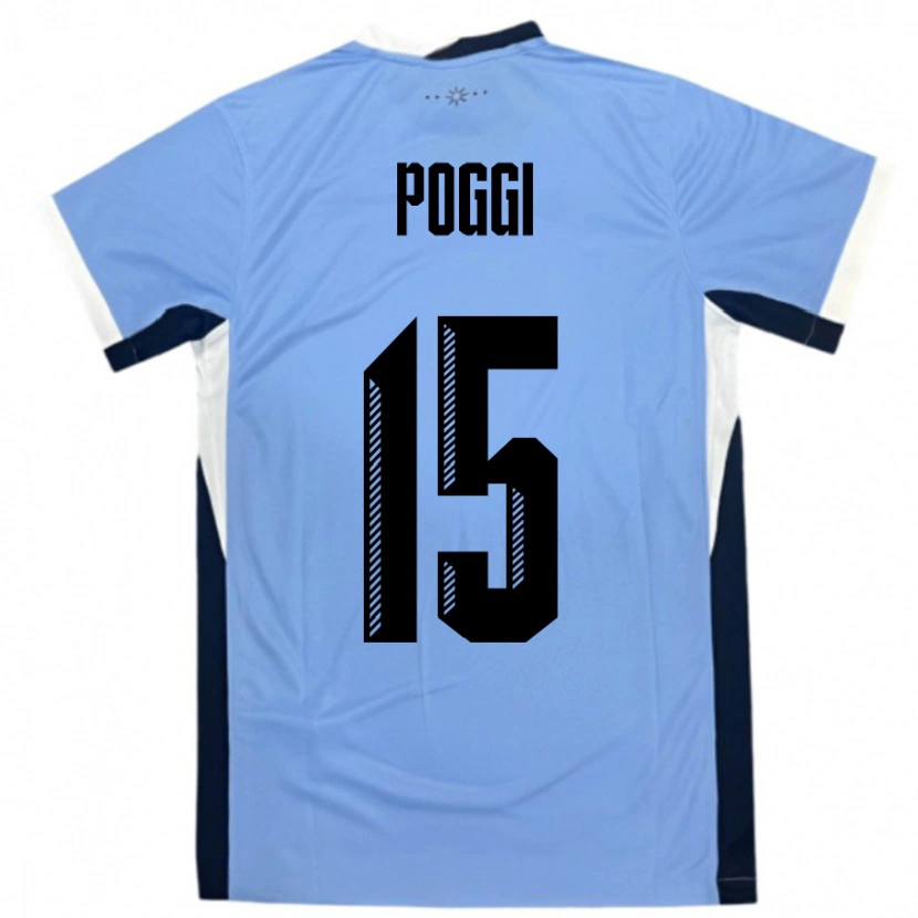 Danxen Bambino Maglia Uruguay Vicente Poggi #15 Bianco Nero Kit Gara Home 24-26 Maglietta