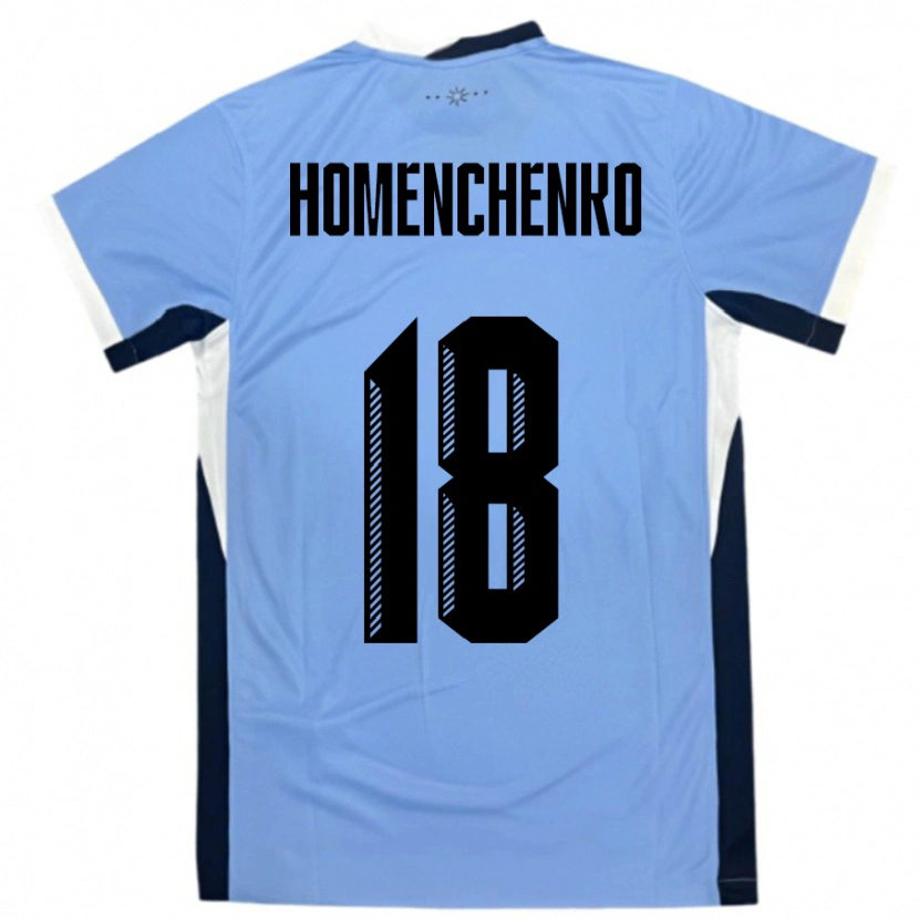 Danxen Bambino Maglia Uruguay Santiago Homenchenko #18 Bianco Nero Kit Gara Home 24-26 Maglietta
