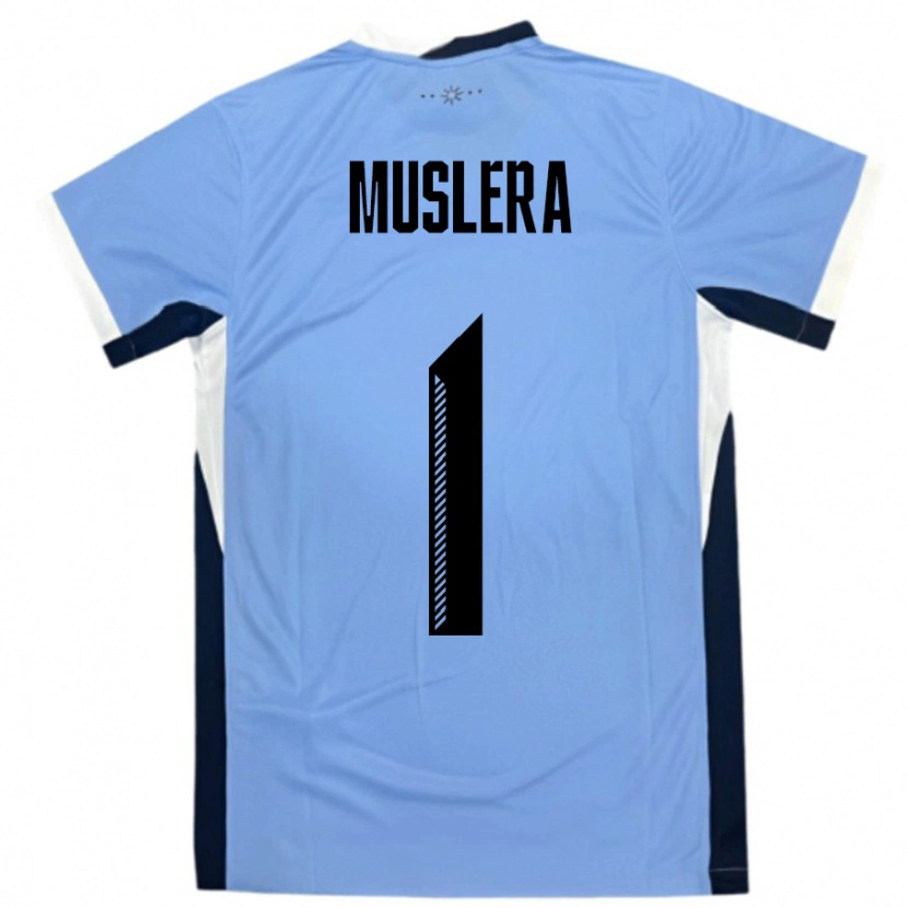 Danxen Bambino Maglia Uruguay Fernando Muslera #1 Bianco Nero Kit Gara Home 24-26 Maglietta