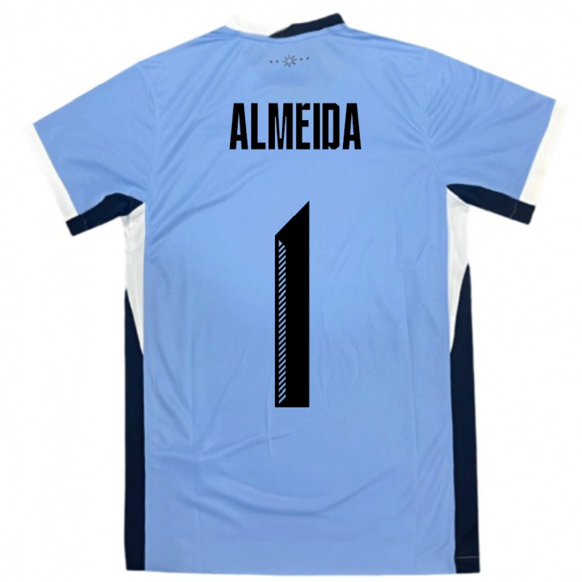 Danxen Bambino Maglia Uruguay Martin Almeida #1 Bianco Nero Kit Gara Home 24-26 Maglietta