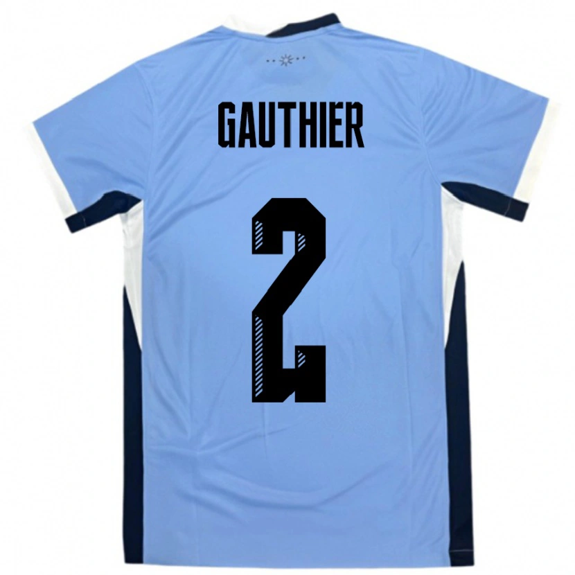 Danxen Bambino Maglia Uruguay Valentin Gauthier #2 Bianco Nero Kit Gara Home 24-26 Maglietta