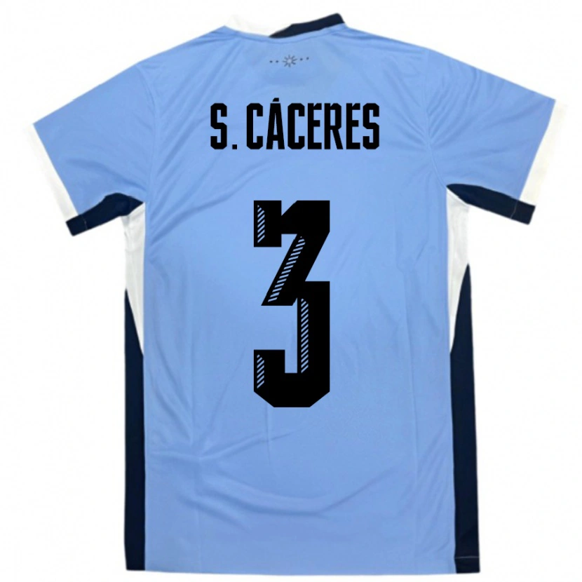 Danxen Bambino Maglia Uruguay Sebastian Caceres #3 Bianco Nero Kit Gara Home 24-26 Maglietta