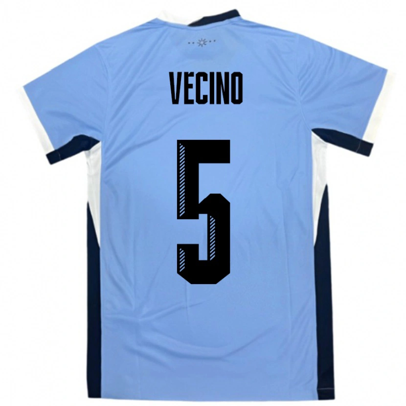 Danxen Bambino Maglia Uruguay Matias Vecino #5 Bianco Nero Kit Gara Home 24-26 Maglietta