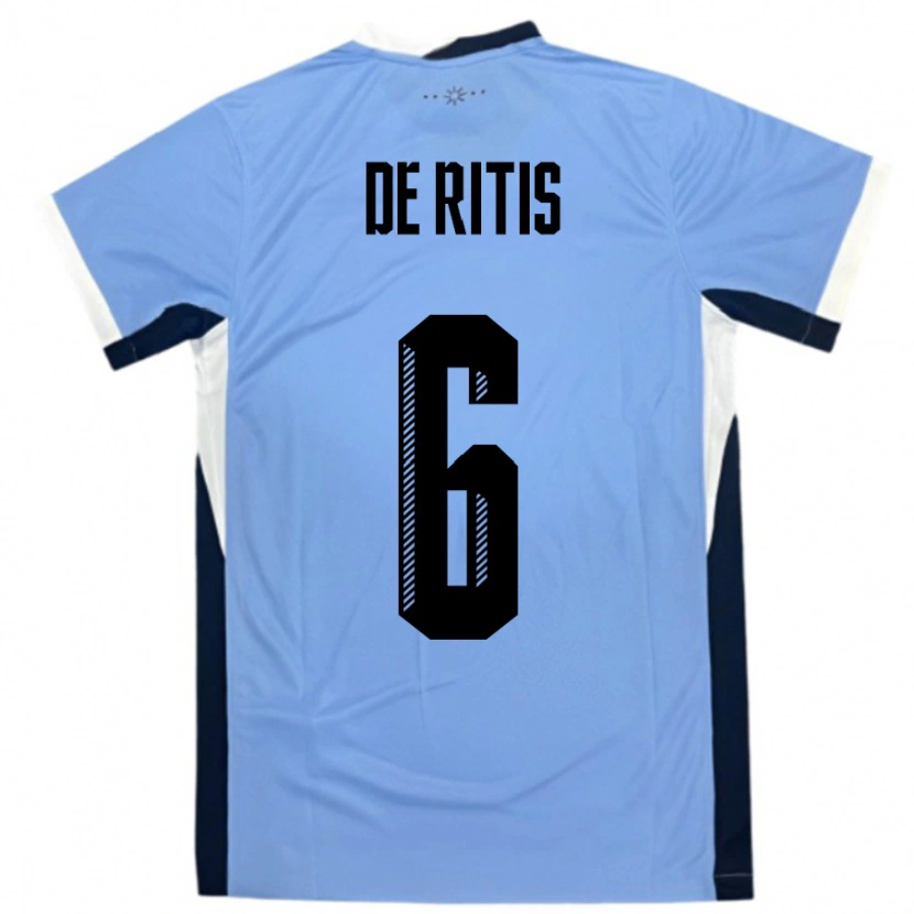 Danxen Bambino Maglia Uruguay Mathias De Ritis #6 Bianco Nero Kit Gara Home 24-26 Maglietta
