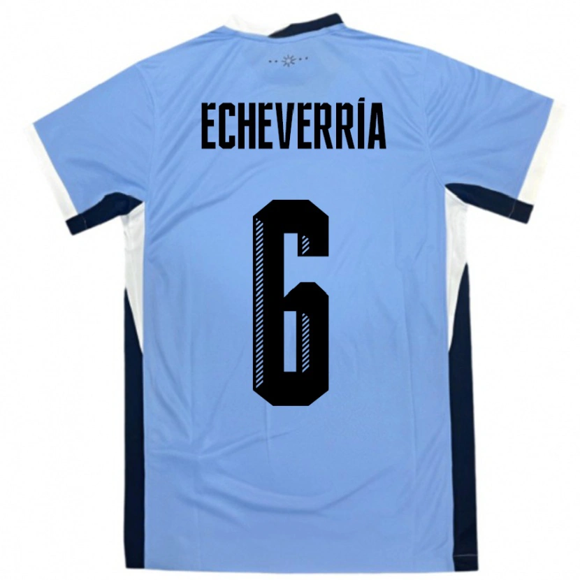 Danxen Bambino Maglia Uruguay Juan Echeverria #6 Bianco Nero Kit Gara Home 24-26 Maglietta