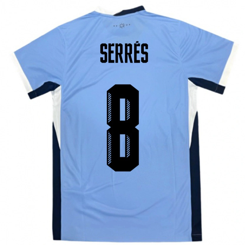 Danxen Bambino Maglia Uruguay Felipe Serres #8 Bianco Nero Kit Gara Home 24-26 Maglietta