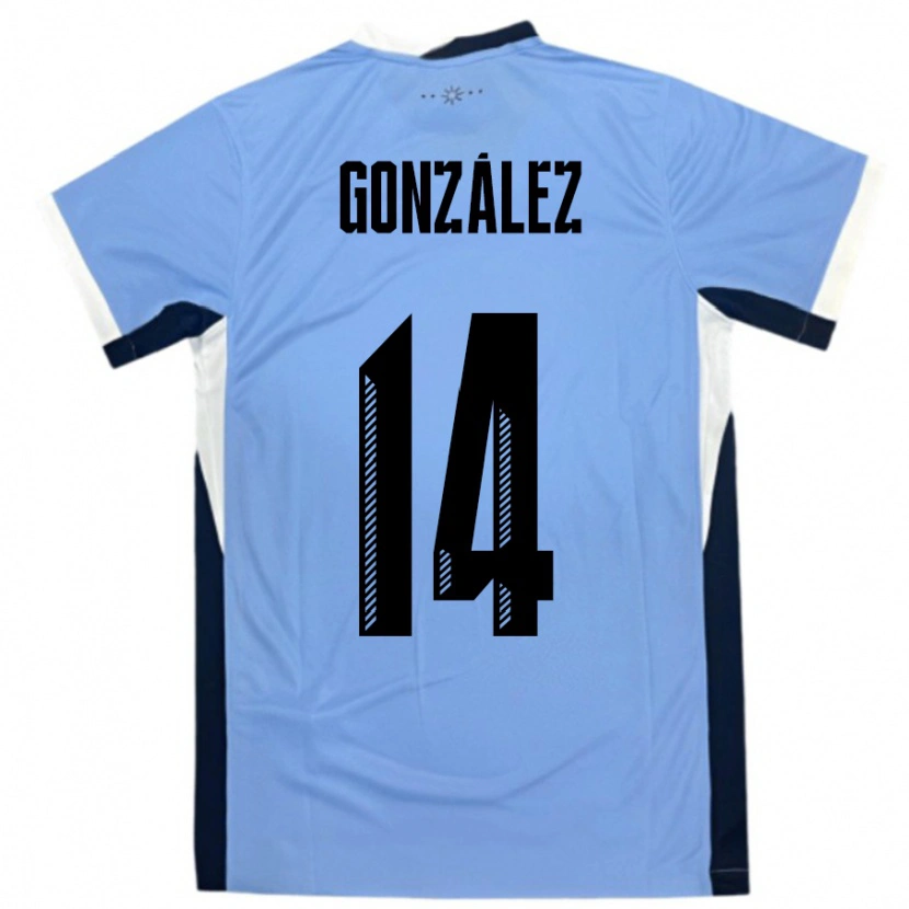 Danxen Bambino Maglia Uruguay Pilar Gonzalez #14 Bianco Nero Kit Gara Home 24-26 Maglietta