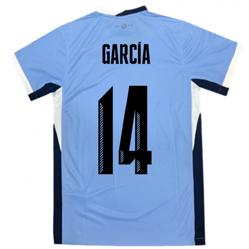 Danxen Bambino Maglia Uruguay Damian Garcia #14 Bianco Nero Kit Gara Home 24-26 Maglietta