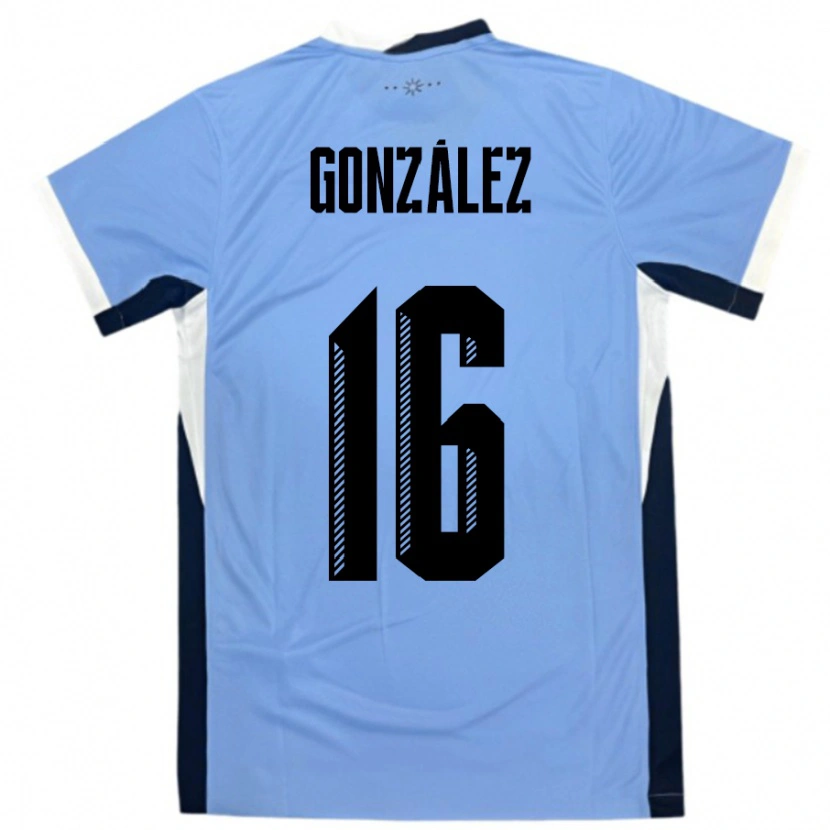 Danxen Bambino Maglia Uruguay Lorena Gonzalez #16 Bianco Nero Kit Gara Home 24-26 Maglietta